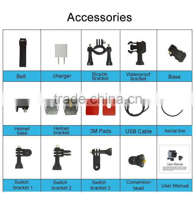 2.7K 50m waterproof sports action camera with remote controller
