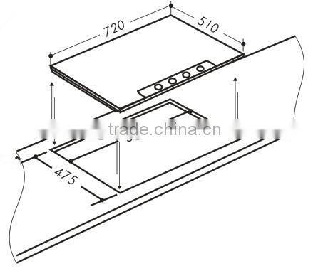 72cm 3 burner gas cooker with square drip tray