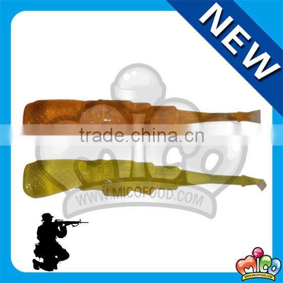 shooting gun shaped fruit jelly