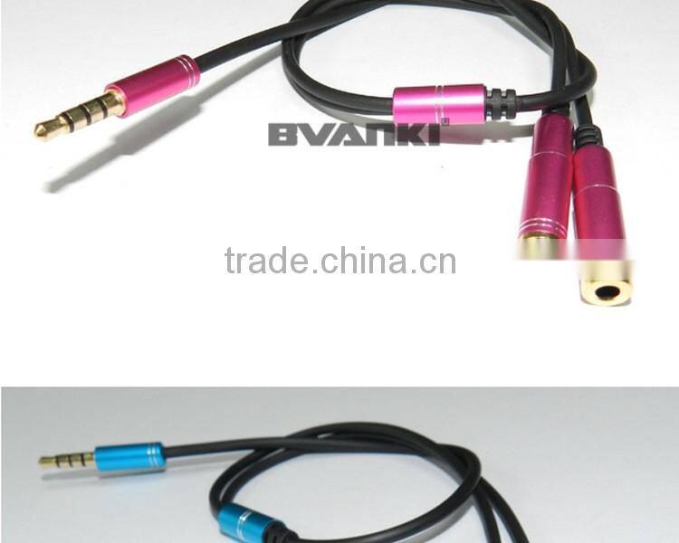 2016 top selling products in alibaba 3.5mm aux cable 1 Male to 2 feMale Stereo Aux Audio Cable for iphone 6 free samples