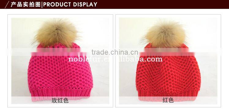 2015 top quality fancy solid color wool fur pompom female headwear