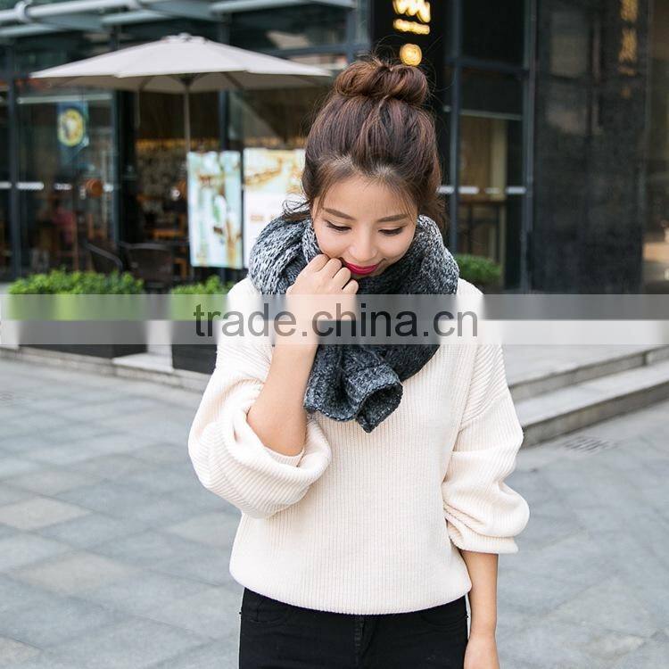 Korea Fashion Ladies Long Acrylic Knit Gradient Scarf