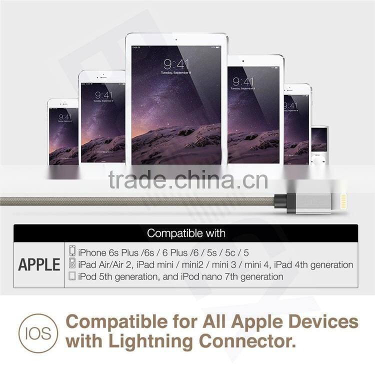 Nylong & TPE Mfi Original 8 Pin Circular Connector Wholesale USB Cable for IOS