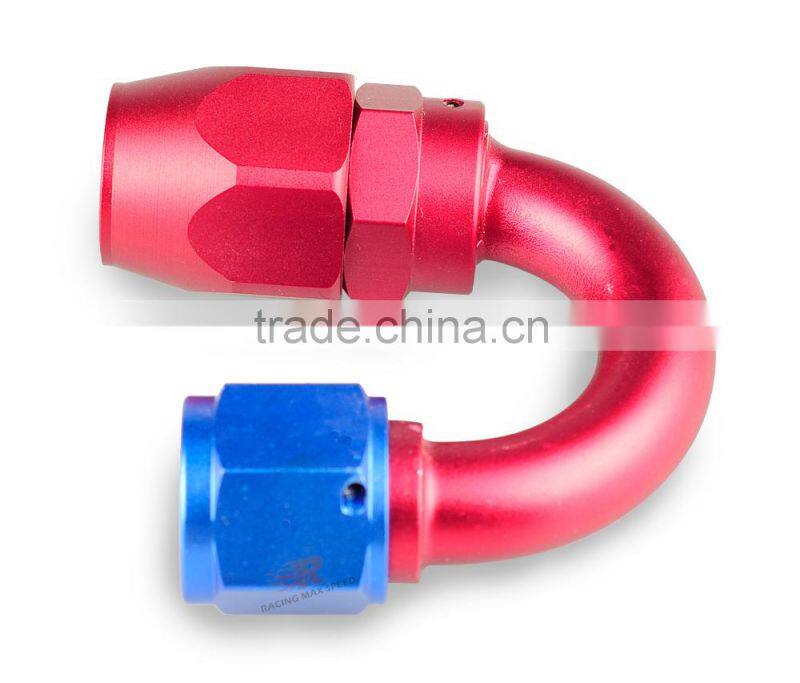 Aluminum oil cooler fitting 180 degree resuable hose end fuel line hose end fitting adaptor blue and red 40-180-10