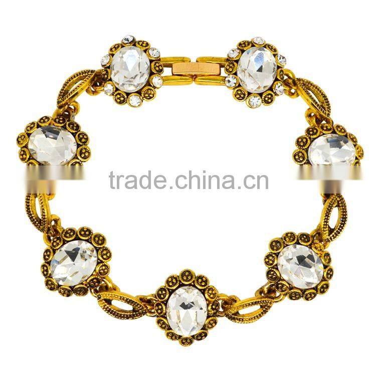 2016 New Design Metal Regula Beads Vintage Bracelets & Bangles Fashion Temperament Blue Crystal Bracelets