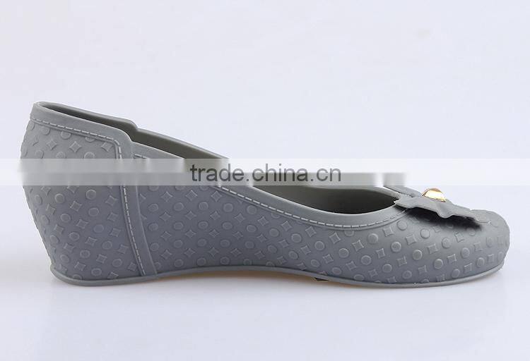 2015 new models summer wedge heels jelly sandals transparent plastic lady shoes clear pvc woman shoes
