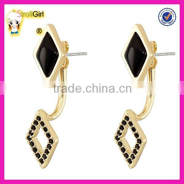 Beautiful natural moonstone and green onyx gold fish hook gemstone pendant earring for women