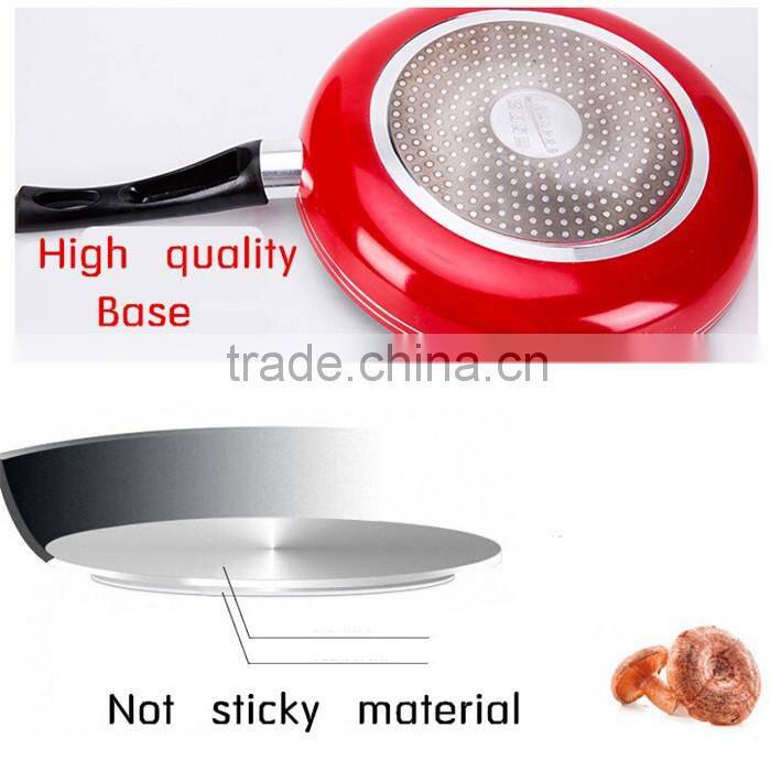 Red Aluminum Non-stick Pressed/Forged Induction Frying Saute Egg Pizza Pancake Pan Cooking Tool Skillet with Carved Line