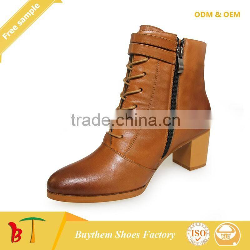 Hot selling ankle boots for women with low thick heel