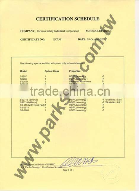 Taiwan Fashion Style Safety Spectacle with CE EN166 and ANSI Z87.1 Standard SS-314