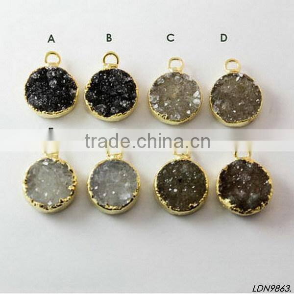 Fashion long chain crystal pendant neckalce druzy quartz jewelry hot sale summer product
