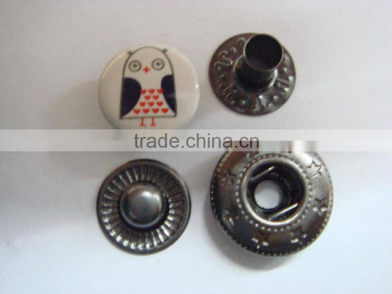 11.5mm small cute fashion metal silk print snap button