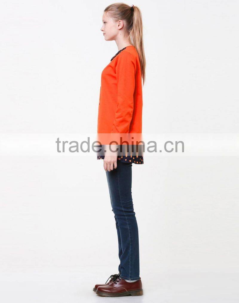 China OEM Garments , Knitted Kids Pullover Sweater , Cotton Gilrs Autumn Tops