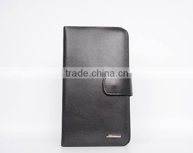 Brown Smooth Leather Men's Carrying Wallet Case Clutch Cell Phone Zippered Pouch