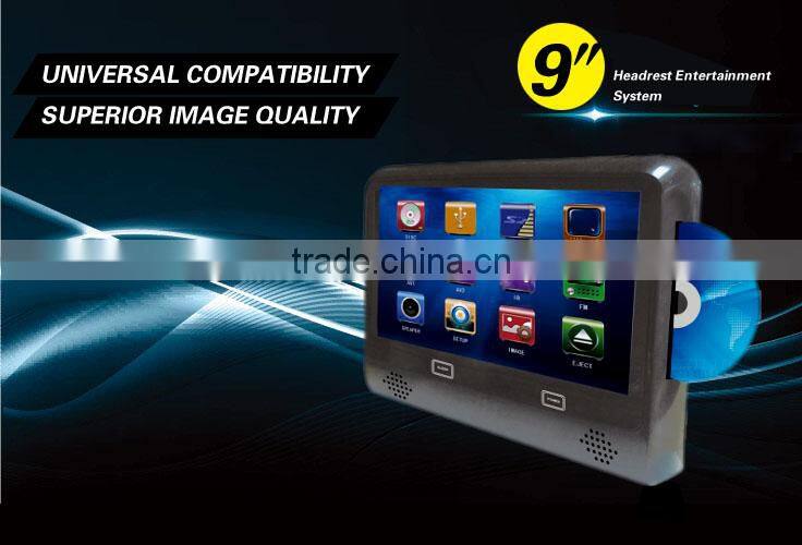 AC New arrived headrest Monitor 9 inch motorized slide shield touch screen dvd headrest monitor