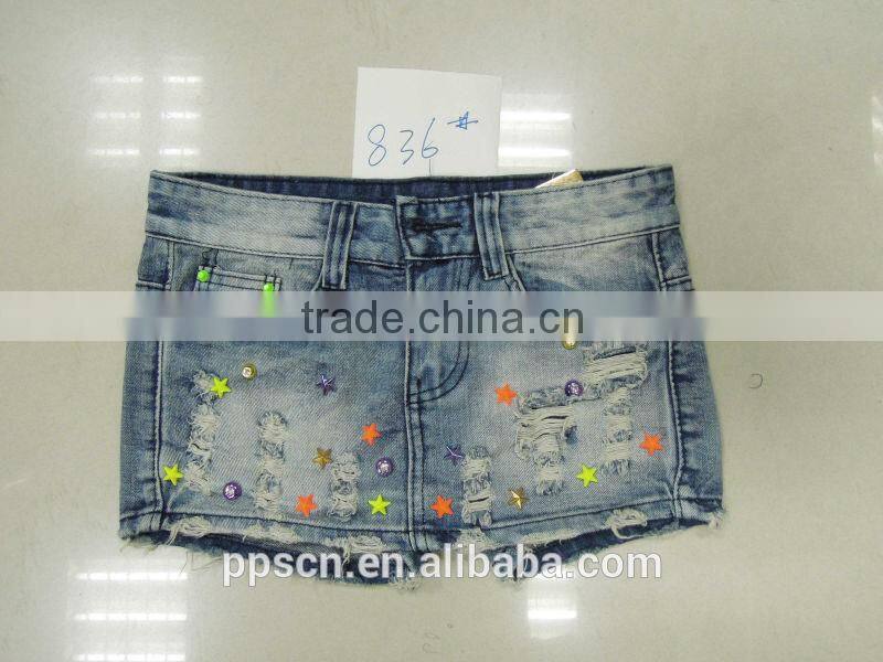 New arrival high quality star decoration women high waist fashion denim skirt sexy girls in short skirts