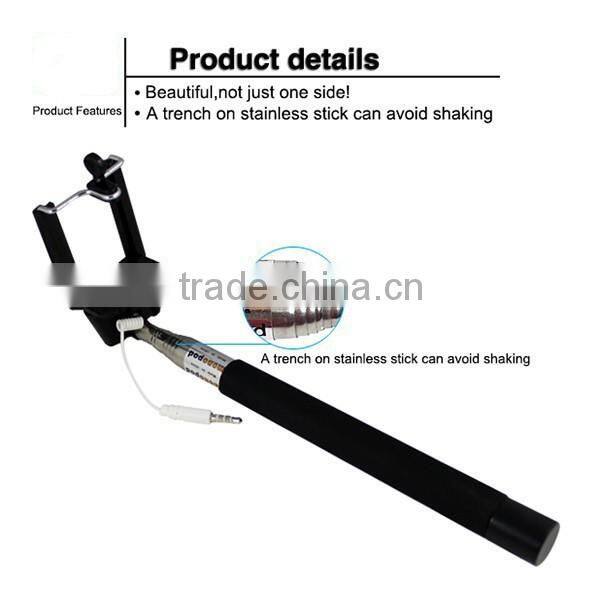 Cable Take Pole Selfie Stick , Wired Monopod Selfie Stick , Wired Selfie Monopod With High Quality