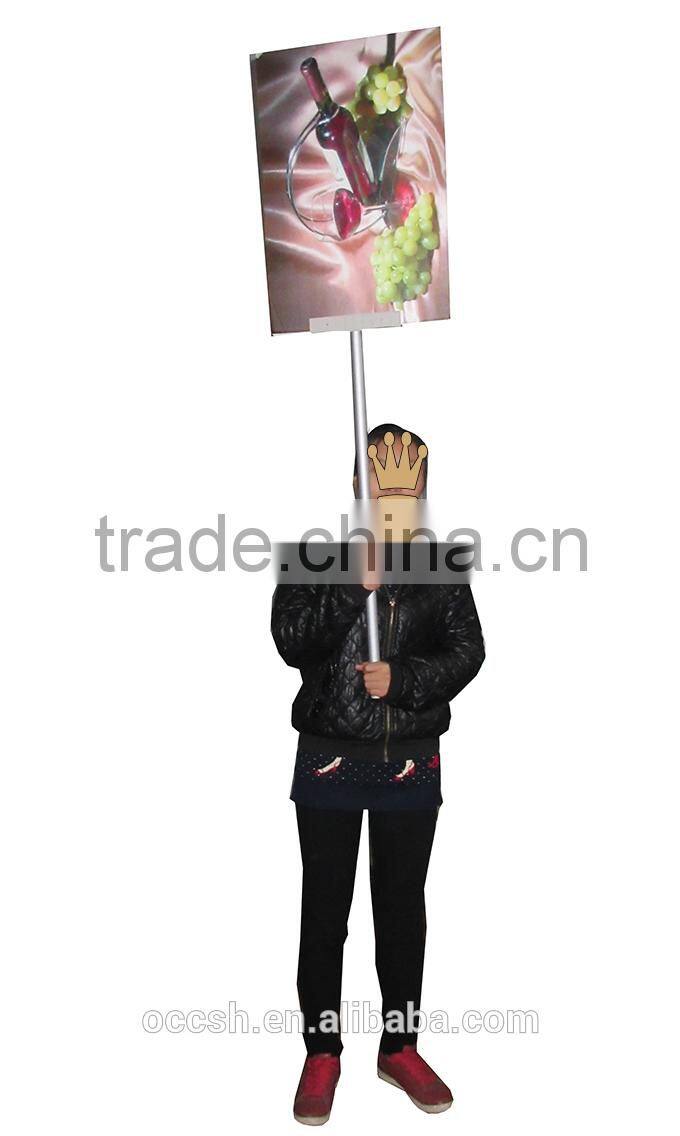 Vertical Hand Hold Banner, Advertising Hand Board, Aluminium Customized