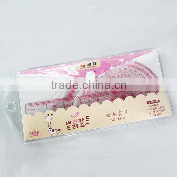 Great Cute Fresh Student's Plastic Transparent Ruler Set Hot Sell!