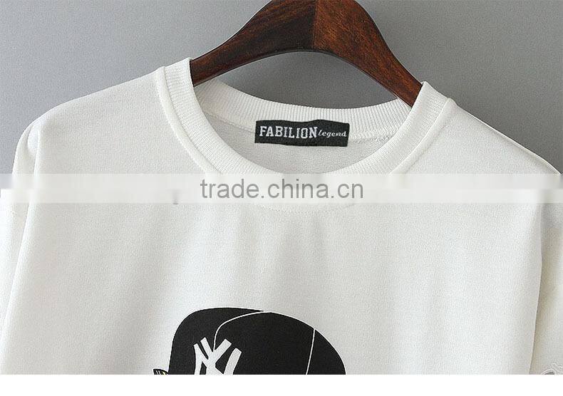 Korean casual All-Purpose Style fashionable crew neck Owl-Pattern female fitness wear