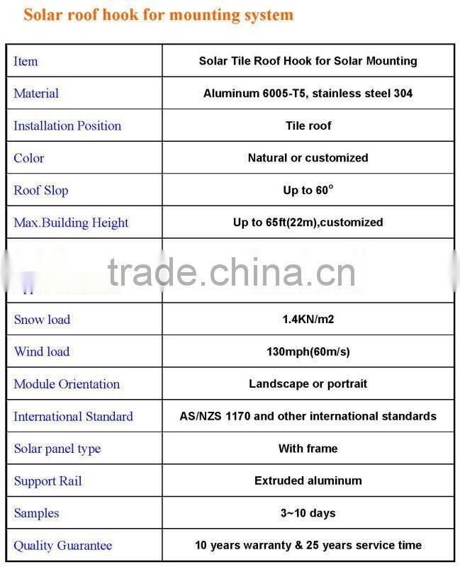 solar plain tile roof hook