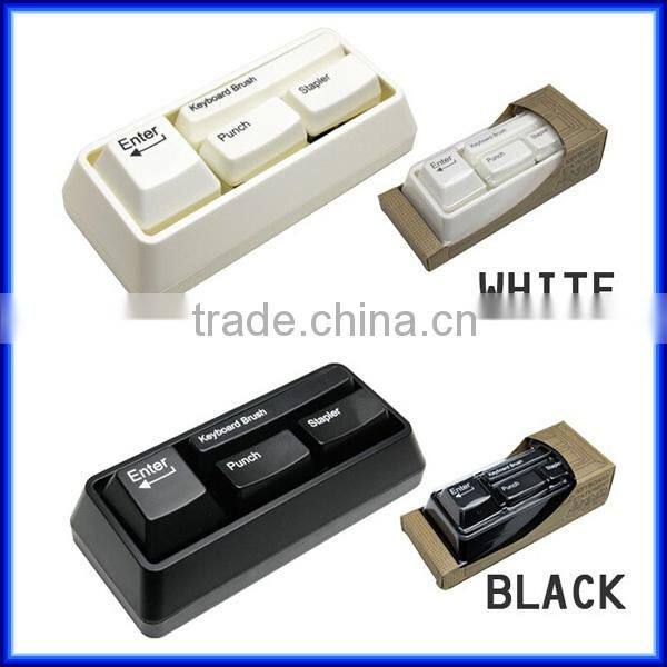 Multi purpose office Keyboard Stationery with brush stapler paper punch, school desk drawer organizer keyboard stationery