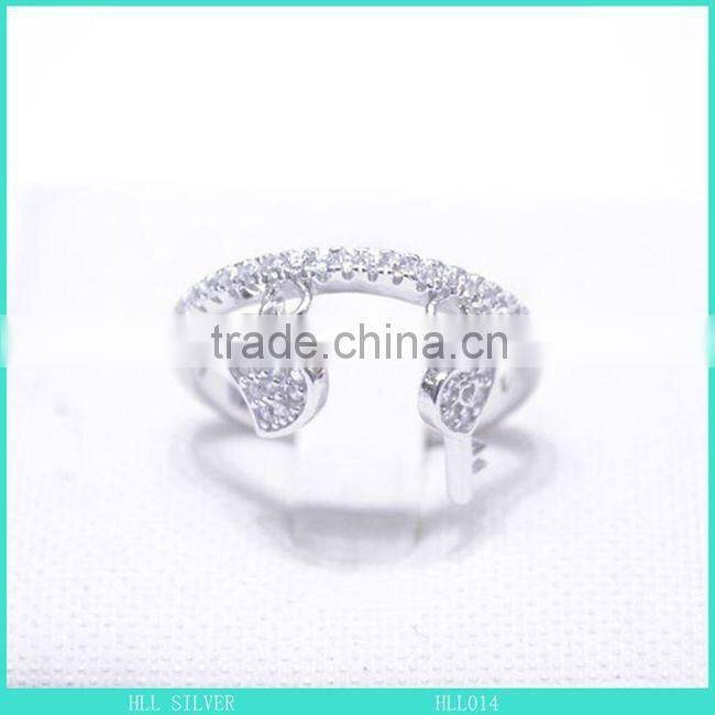silver 925 heart and key dangle charm ring hot sell cheap price silver ring jewelry