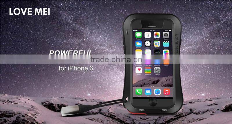 2016 Lovemei Shockproof Dropproof Glass Metal Case Cover For iPhone 6