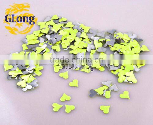 10*10mm Hot Fix Iron-on Nailhead Fluorescence Heart-Shaped Aluminum DIY Accessories For Bag Shoe Garment #GT105Y-10P(Mix-s)