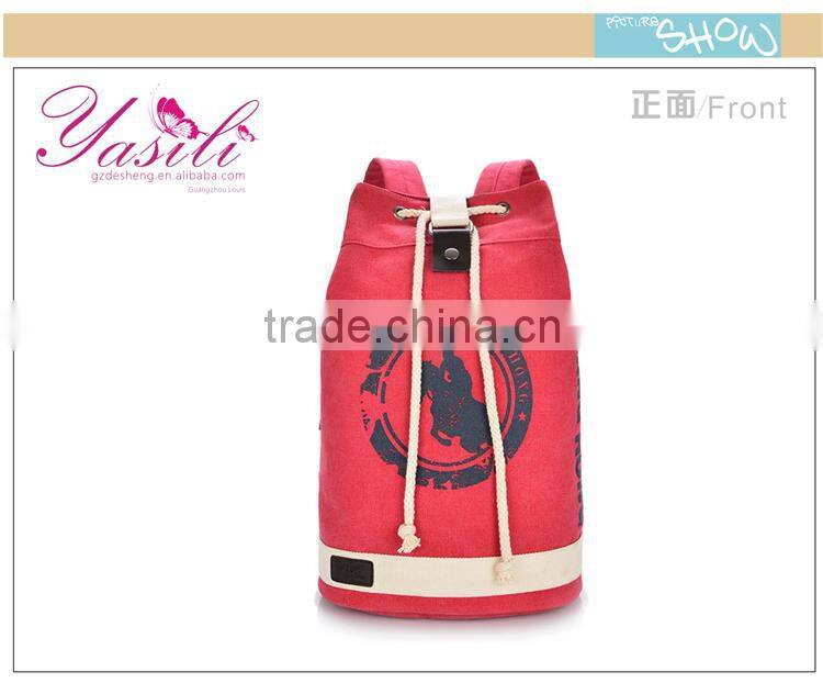 2014 multiple color red round canvas economy drawstring rucksack, cheap drawstring rucksack backpack in Guangzhou