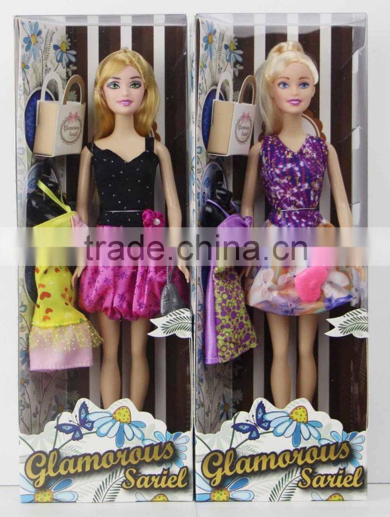 Hot sale pretty dress single doll with handbag and shoes