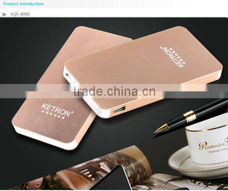 Li-polymer 8000 mah handlight ultra-thin power bank charger 2600mah