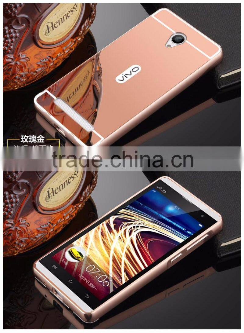 Samco Luxury Air Aluminum Metal Bumper Detachable + Mirror Hard Back Case, 2 in 1 Ultra Thin for Vivo Y28 Mobile Phone Cover