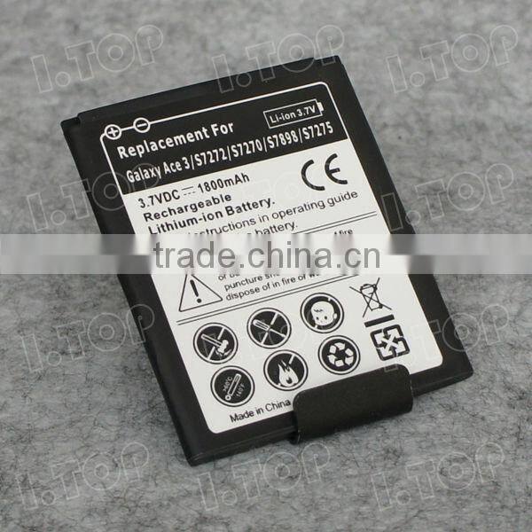 3.7V 1800mAh Battery for Samsung Galaxy ACE 3 S7272, made in china
