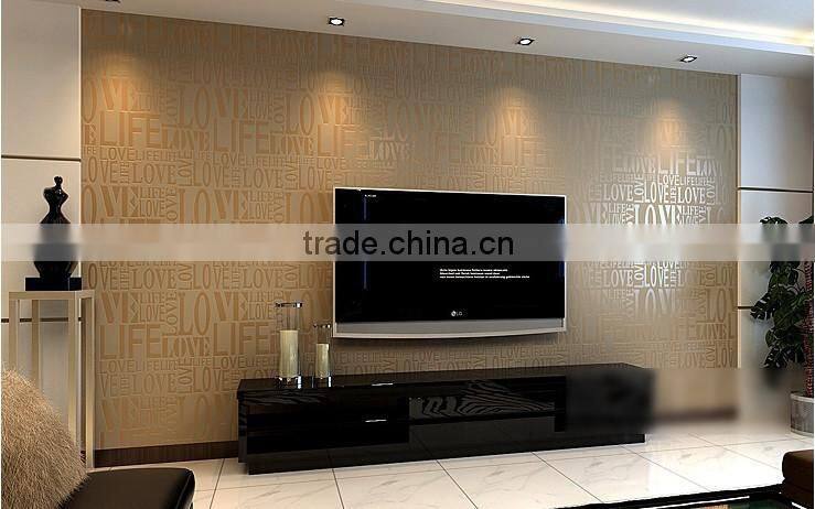 Brown / Gray / Pink / Beige / White Flock Words Textured Letters wallpaper Embossed wall paper wall covering WP059