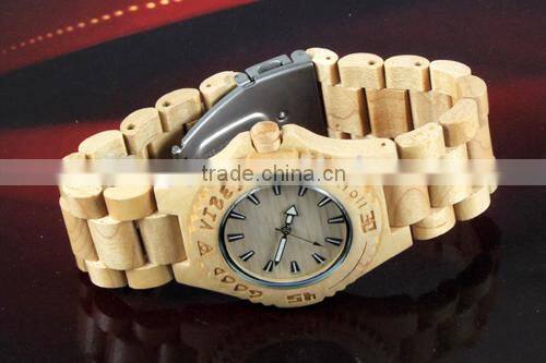 latest wood case and band vogue hot sale men custom attractive watch(WJ-3909)