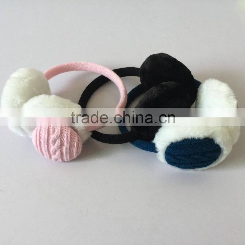 New Arrival unisex geometric pattern earmuffs for Autumn Winter Adjustable knitting Earmuffs
