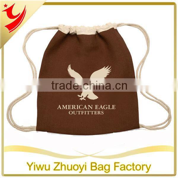 Customized Jute Burlap Drawstring Backpacks Printed With Logo Design Wholesale