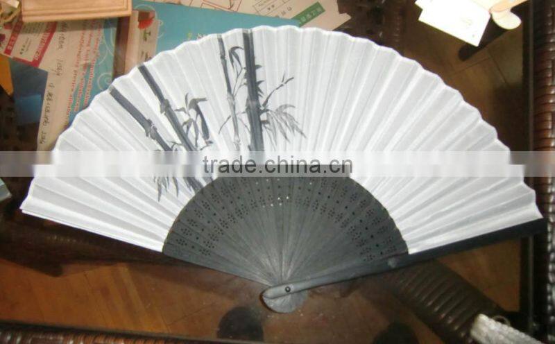 Hand fan bamboo handle with your logo cotton/silk/polyester
