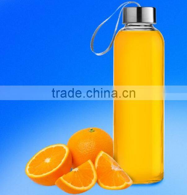 Glass water Bottle 6 Pack 18oz Stainless Steel Caps with Carrying Loops
