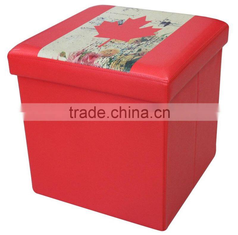 Bedroom furniture! Colorful printing folding storage ottoman