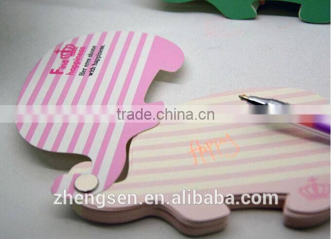 aminal shaped memo pad with saddle stitching