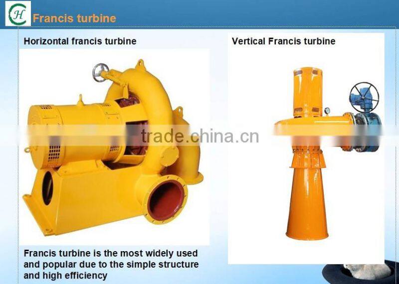 100KW Francis hydro turbine for small capacity hydro plants