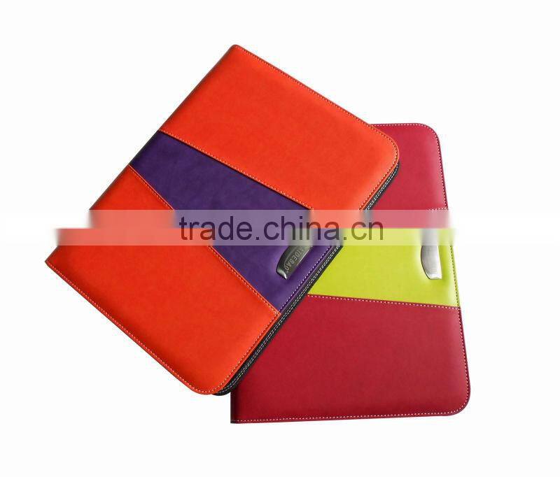 2014 A4 A5 plastic leather folder portfolio with zipper closure