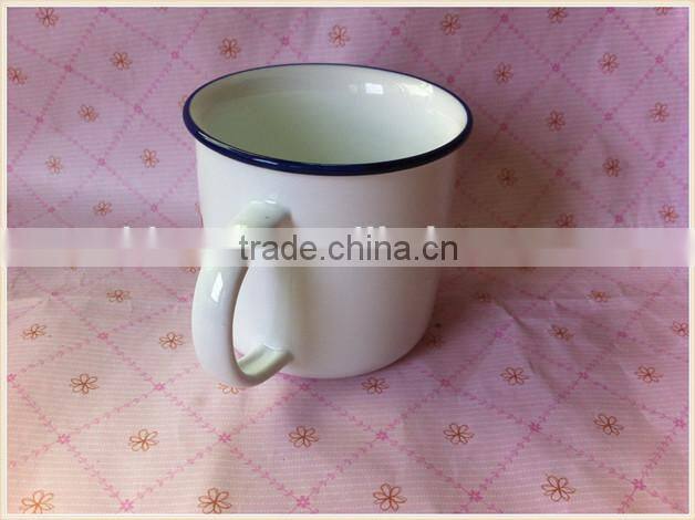 enamel porcelain cup has customize logo enamel mug