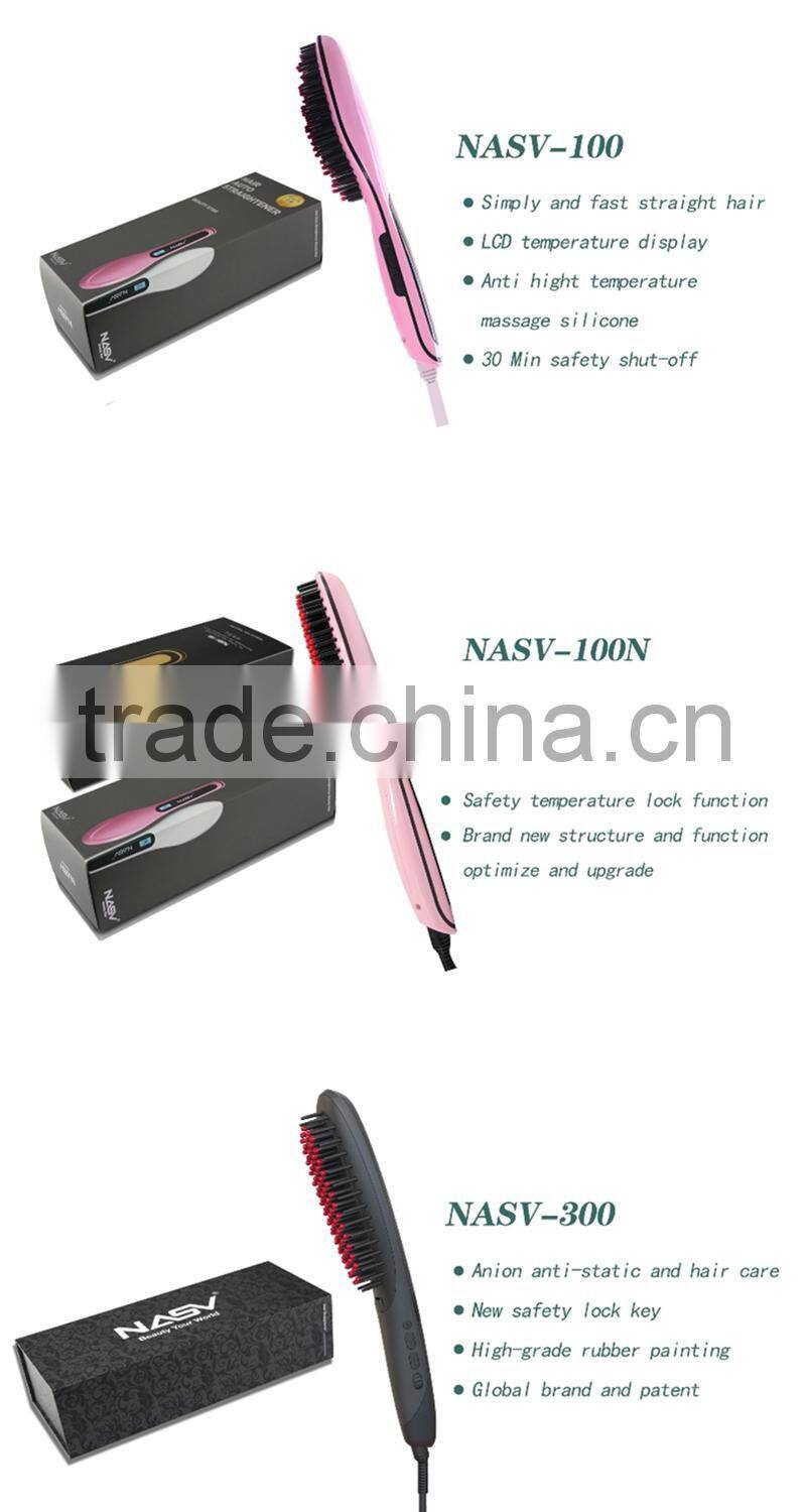 75W Professional Magic Ceramic Hair Straightening Brush Heated Brush with LCD