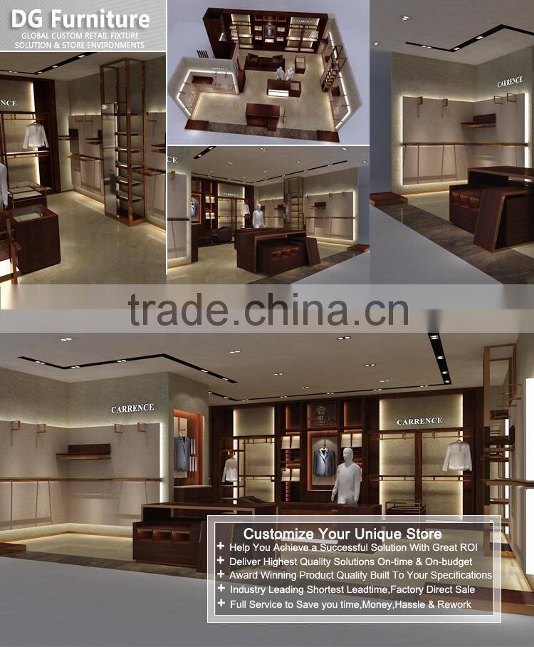 Morden Style Menswear Shop Interior Design With Metal Clothes Rack
