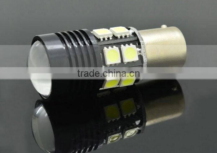 Error free canbus Projector White 12 LED 5050 Backup Reverse Light Bulb BA15S 1156 P21W S25 Auto Car parking Lamps with lens