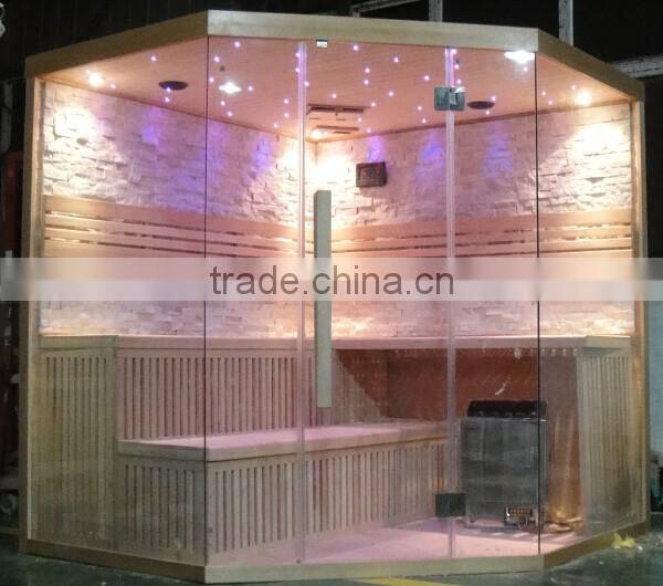 2016 Long Bench 6 person Finnish Steam Sauna for Relaxing (CE/RoHS)