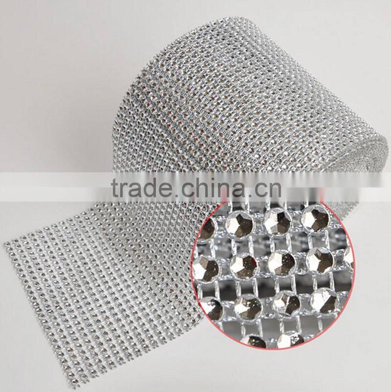 Wedding decorative 10yards acrylic diamond mesh wraps roll ,sparkle rhinestone ribbon